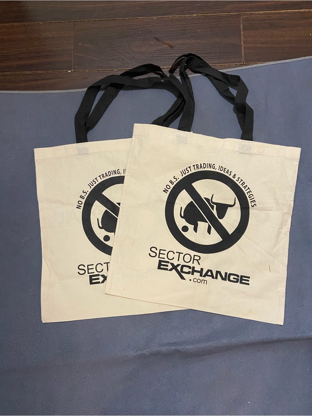 EXCHANGE Natural Canvas Tote with Black Logo and Handles 14.5 X 15.5”